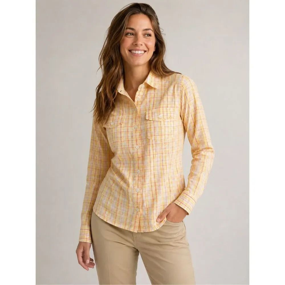 The North Face Womens Small Plaid Hiking Shirt Nylon Button Up SP